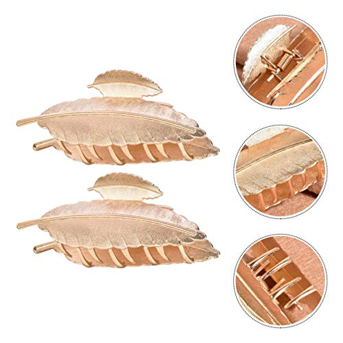 Minkissy 2 peças de penas de metal em forma de folha grampo de cabelo, presilha de cabelo, pente de