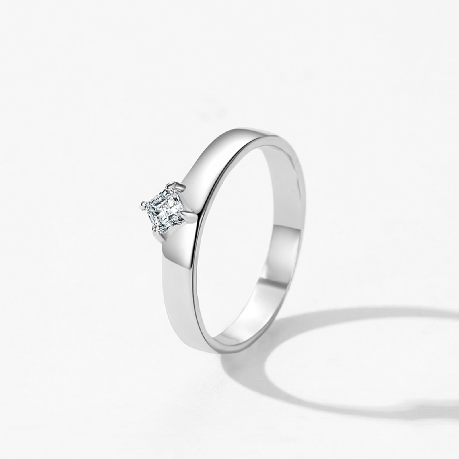 Bague de fiançailles classique en or blanc 9 K/14 K/18 carats avec diamant créé en laboratoire, or blanc au 375/585/750, taille 47-65