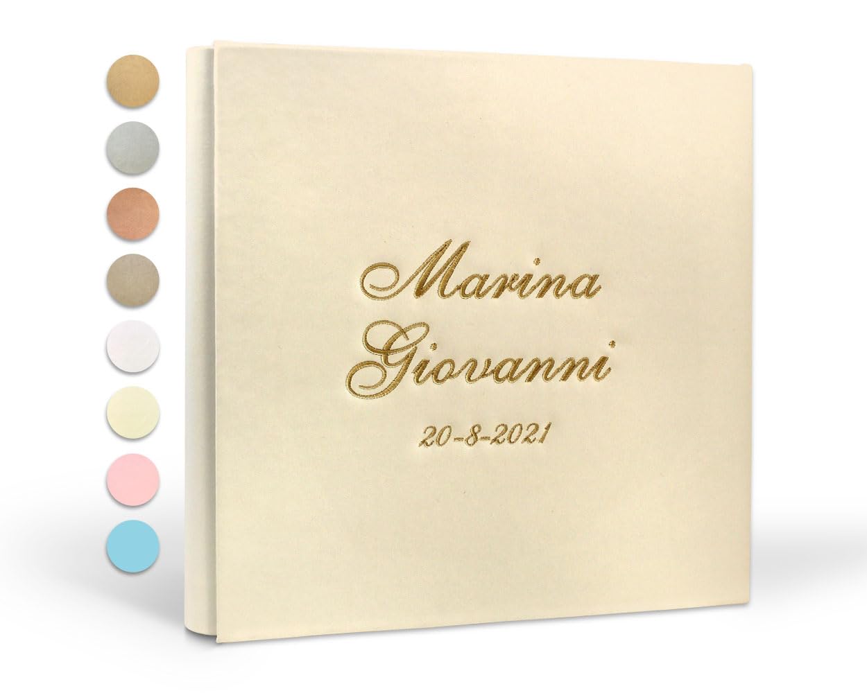 PHOTOCITY Gästebuch Hochzeit mit namen bestickt, Gästebuch mit gestickten Blumen, Widmungsbuch, Gästebuch zur Erstkommunion, gästebuch 18 geburtstag, babyparty, 100 Seiten (Ecopelle, 30x30 100 Seiten)