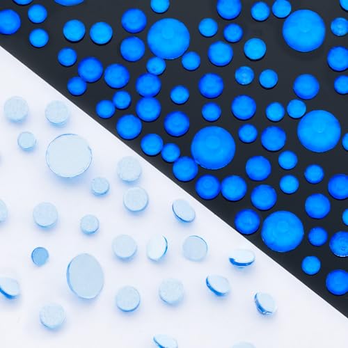 Image of Neon Blue Flatback Rhinestones, Glass Rhinestones for Nail Art and Craft, Glue Fix, Loose Crystal Gemstones(Neon Blue, SS30, 288pcs, 6.4-6.6mm)