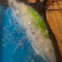 Vista 79 de Mesa de epoxi transparente, mesa de sofá con forma cuadrada, mesa auxiliar de resina de madera, mesa de centro de madera con borde natural para sala