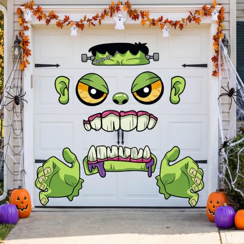 Image of JOYIN Halloween Trunk Or Treat Decor Kit, Halloween Decorations Outdoor Indoor Car Stickers, Haunted House SUV Archway Garage Lawn Balloons