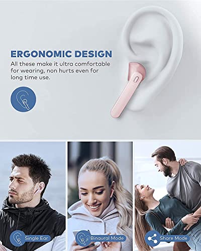 Wireless Earbuds, Bluetooth Headphones With Microphone, Ipx7 Waterproof, 35H Playtime, High-Fidelity Stereo Earphones,Compatible With Apple/Ios/Android,For Running/Fitness/Work - Pink #TOP4