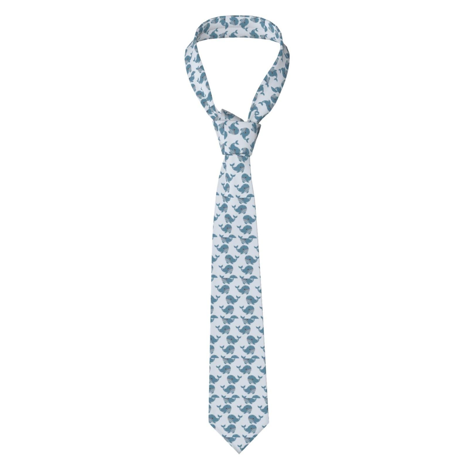 Hnnkloy Men's Black Classic Neck Tie Whale Marine Life Simple Flat Pattern Necktie