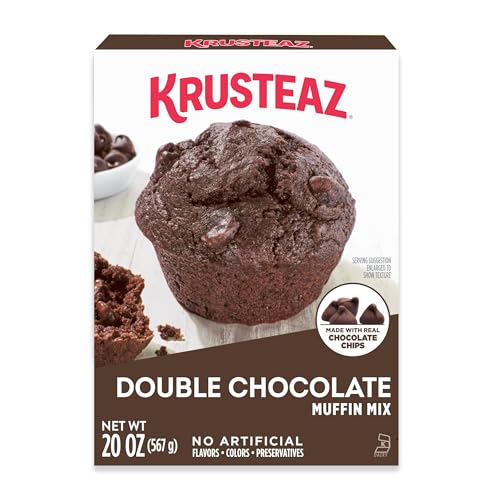 Krusteaz Double Chocolate Muffin Mix, Made with Real Chocolate Chips, 20 oz Boxes (Pack of 12)