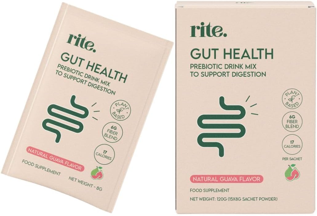 Gut Health Prebiotic Fibre Drink mix | Support Digestion, Gut Health, Weight Management | No added sugar | Vegan | 8g Powder sachets – Guava flavor (Pack of 15)