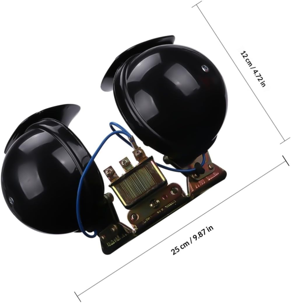12v Dual Tone Snail Horns 2pcs Black Electronic Car Horns Super Loud for Trucks and Cars