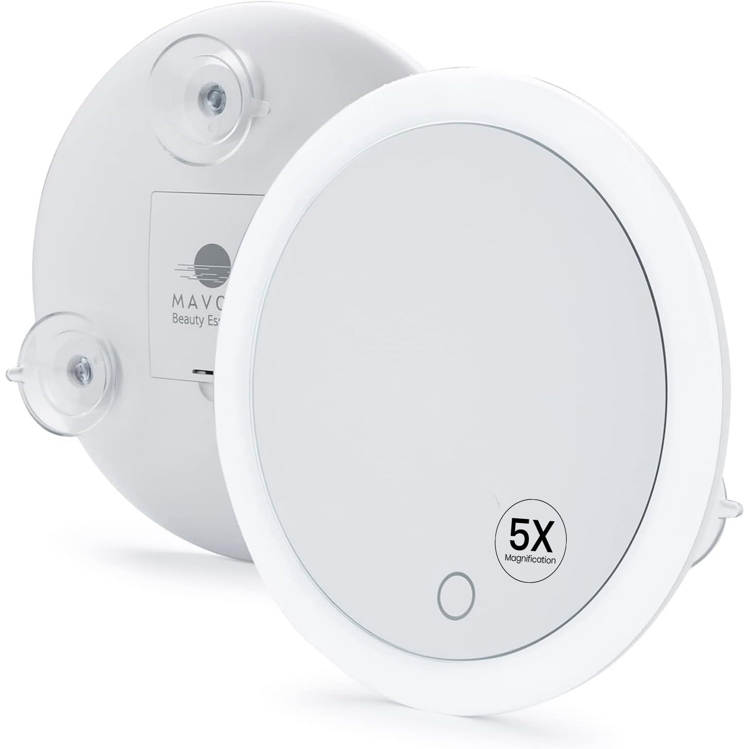 Miroir grossissant LED mavoro à 3 ventouses puissantes pour éclairage précis