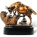 Bronze Electroplated Resin Bull & Bear Sculpture Statue 10" W X 9.5" H