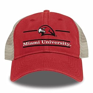 The Game Split Bar Design Trucker Mesh Hat, Red, Adjustable, Miami (Ohio) Redhawks