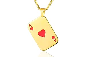 Hip Hop Rapper Stainless Steel Dog Tag Pendant Playing Card Poker Necklace