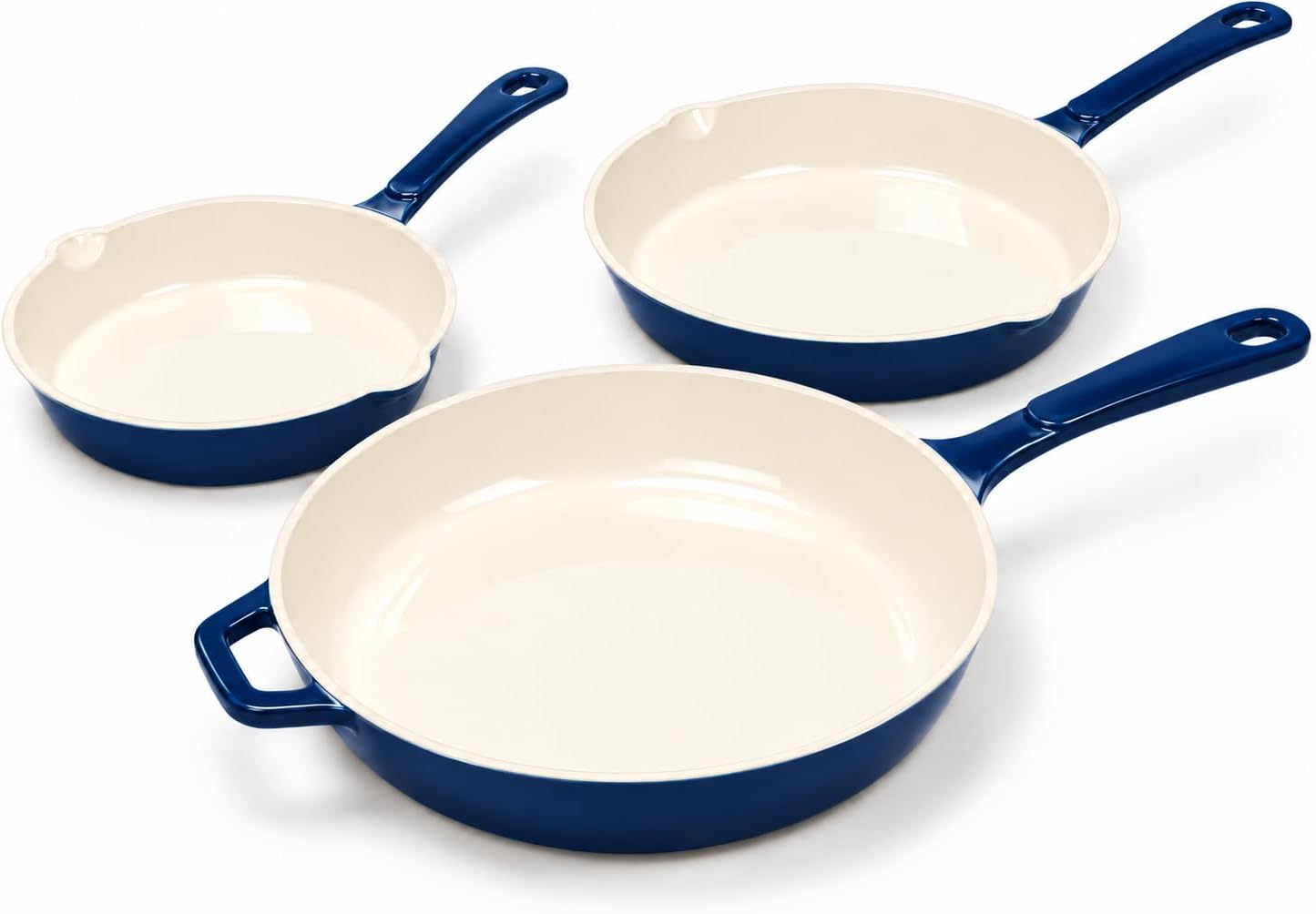 Hisencn Nonstick Enameled Cast Iron Cookware,3-Enameled Cast Iron Skillet