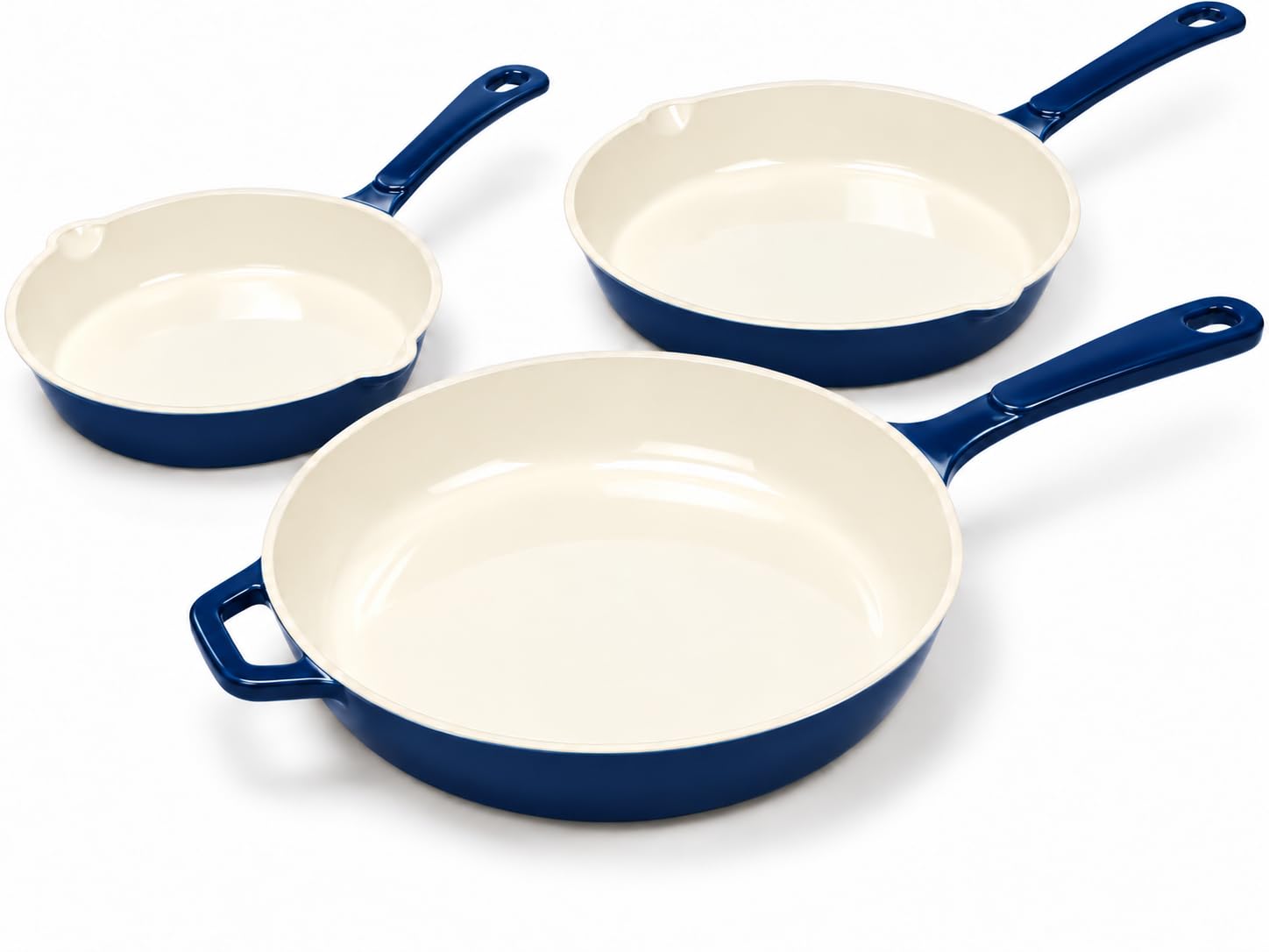 Hisencn Nonstick Enameled Cast Iron Cookware, 3-Enameled Cast Iron Skillet