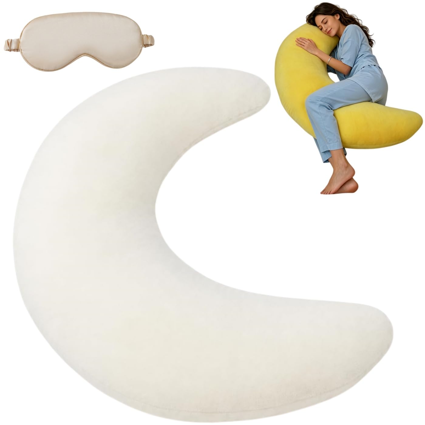 Moon Shaped Body Pillow, Oversized Cooling C Shaped Body Pillows for Side Sleepers, Soft Supportive Full Body Cushion with Removable Cover for Sleeping,Resting and Lounging