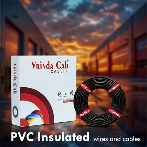 Image of VRINDA 1MM Black CCA Copper Wire - 45 Meter Roll | Premium-Quality Multi-Strand Electrical Wire for Domestic & Industrial Use