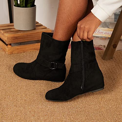 Women's Modern Western Slouch Boots Cowboy Distressed Boot Flat Low Heel Riding Boots With Side Zipper Bootie Shoes3