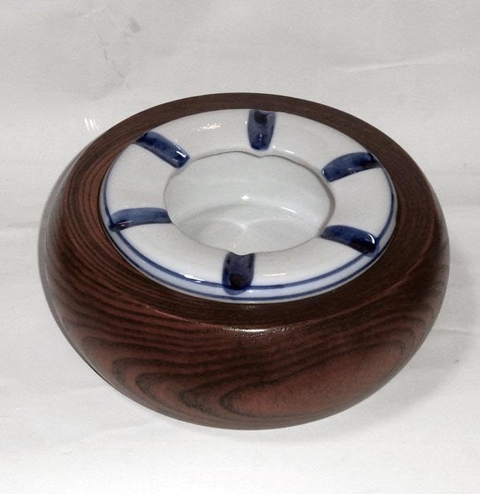 火鉢 アンティーク 昭和初期 | A.Gallery yx48 木製 アンティーク 火鉢 灰皿 昭和レトロ レトロ 陶器灰皿 くり抜き木枠付き