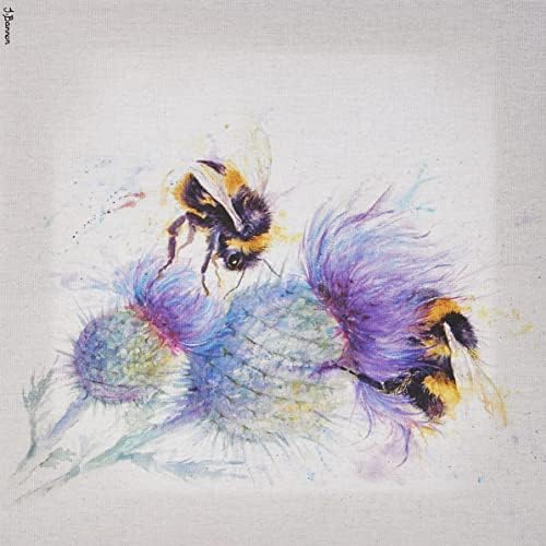 Jane Bannon WDC91588 (Bees on Thistle Canvas Print, Multi Coloured, 30 x 30cm