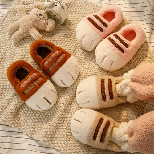 Plush Cat Paw Slippers Non-Slip Thick Sole Cozy Cute Women's Animal Slipper Pull-On Winter Comfort Indoor Outdoor Shoe3