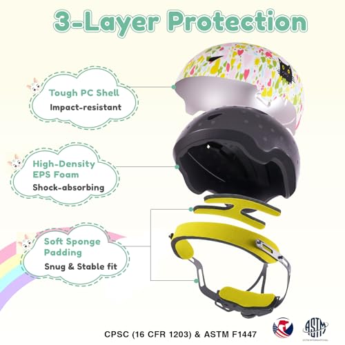 Image of Toddler Bike Helmet with Gloves and Backpack Set, 3 Sizes for Baby Infant to Kids Ages 1-3 3-5 5-8+, Adjustable Boys Girls Bike Helmet for Bicycle /Scooter /Skateboard /Roller Skate