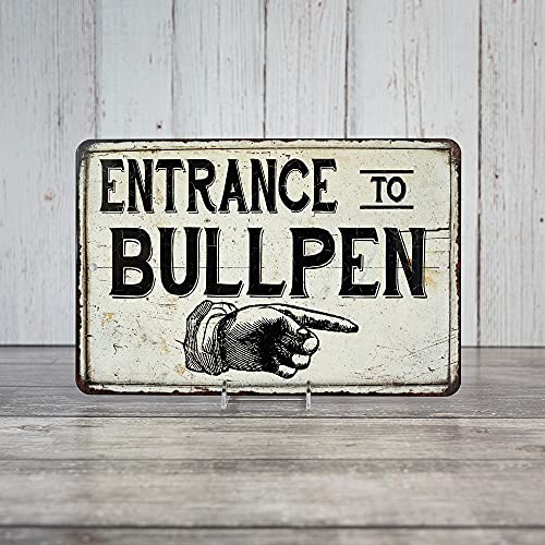 Entrance To Bullpen Sign Vintage Baseball Decor Signs Wall Decorations Room Art Tin Plaque Gift 8 X 12 High Gloss Metal 208120020153 #TOP1