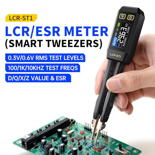 FNIRSI LCR-ST1 10KHz LCR Meter Pinzette Mini Smart SMD Tester ESR Meter Multimeter Kapazität Induktivität Kontinuität Diode Tester Auto Komponentenerkennung Elektronische Komponentenanalyse