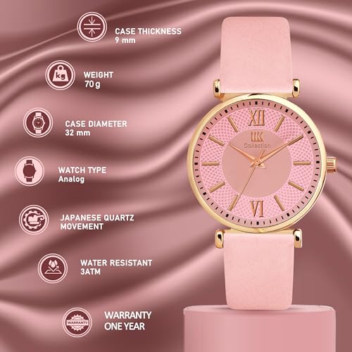 Image of IIK COLLECTION Watches for Women Round Dial |Analogue Quartz Movemnet Ladies Watch|Long Battery Life|Leather Bracelet Strap|Buckle Lock Clasp Safety Watches for Girls
