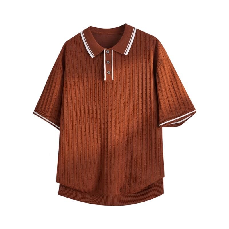 Polo en tricot torsadé coupe ample : le confort respirant pour homme actif