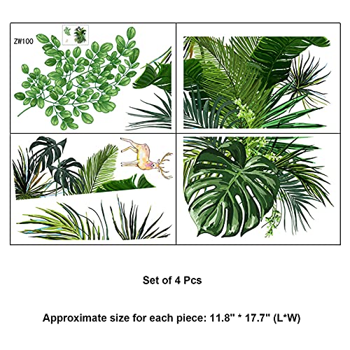 Big Green Leaf Wall Stickers Tropical Plant Leaves Window Decals Wall Murals Wall Art Decorative Sticker For Kids Home Living Room Bedroom Nursery Playroom Jungle Party Decor Decorations Supplies #TOP1