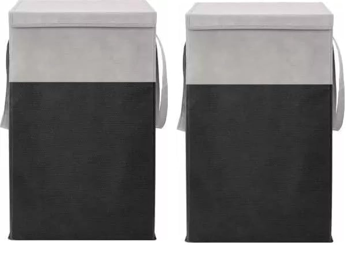 Folding Laundry Basket 75 Litre Large Clothes Hamper With Lid And Side Handles Collapsible Freestanding Storage Bin For Bedroom Dorm Utility Home Organisation | Pack Of 2 | Black & Grey-image-29