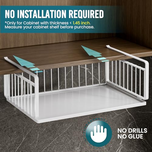 Image of TAILI Under Shelf Basket, Hanging Storage Baskets for Efficient Kitchen and Cabinet Storage - Hanging Organizer Racks, Slide-in Design for Pantry, Desk, and Bookshelf. Stylish Storage Solution(XL)