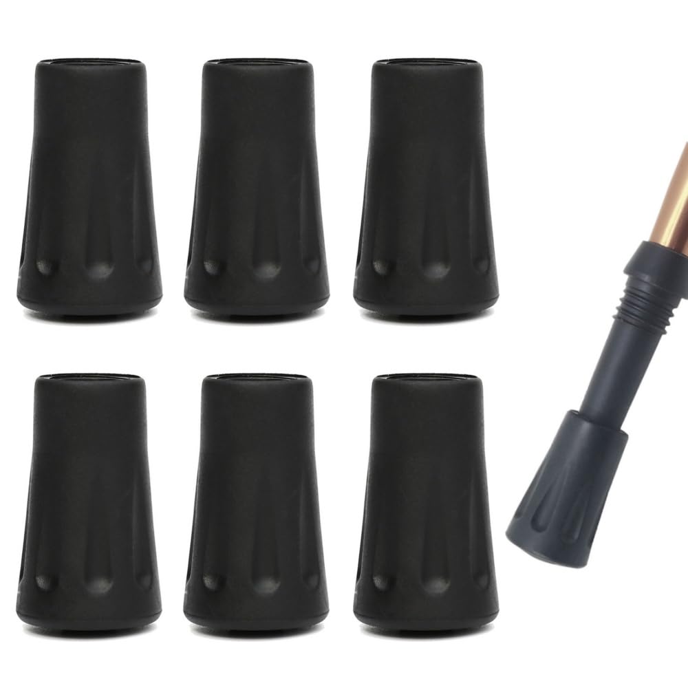 Set di 6 cuscinetti in gomma per bastoni da trekking, set professionale per bastoncini da passeggio, tampone in gomma di ricambio per trekking/urbano walking, ammortizzante, antiscivolo, per