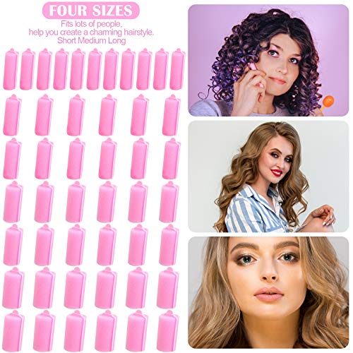 48 Pieces Foam Sponge Hair Rollers Soft Sleeping Hair Curlers Flexible Sponge Curlers Hair Styling Tools With Stainless Steel Rat Tail Comb For Long Hair Short Hair Ladies And Children (Pink) #TOP6