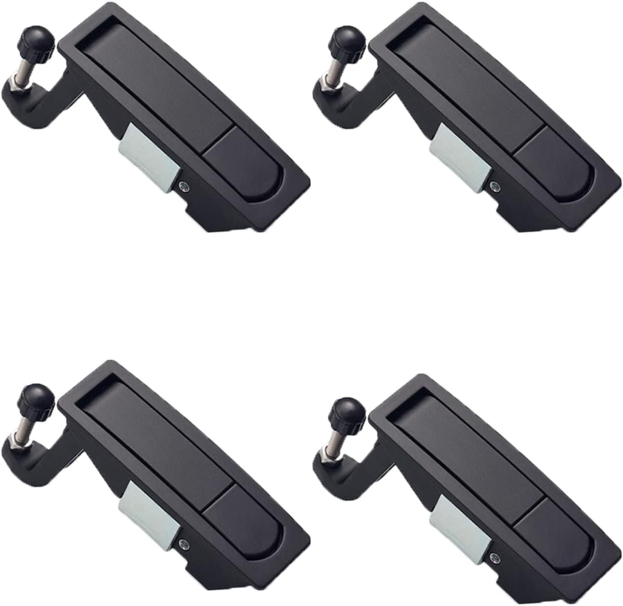 4PCS Compression Latch Lock Trigger Latch Lock, Zinc Alloy Adjustable Lever Hand Operated Compression Latch with Raised Trigger, Non-Locking, Flush Lever Latch (Black)