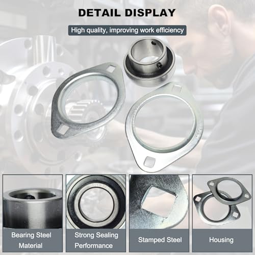 Image of 2 Pack SBPFL210-32 Pillow Block Bearings 2 inch Bore Bearing Units Steel Flange Mounted Bearing Housing Pressed Steel Flange Bearing (SBPFL210)