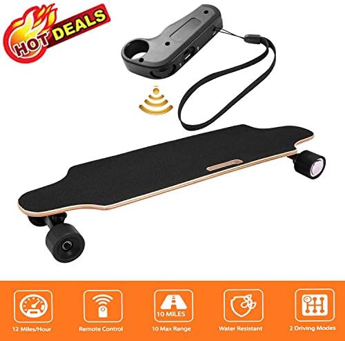 Juane 35.4" Electric Skateboard with Remote Control 20KM/H Top Speed Dual Motor 250W Longboard 7 Layers Maple Waterproof IP54 E-Skateboard for Kids Girls Boys Teens Adults Youths