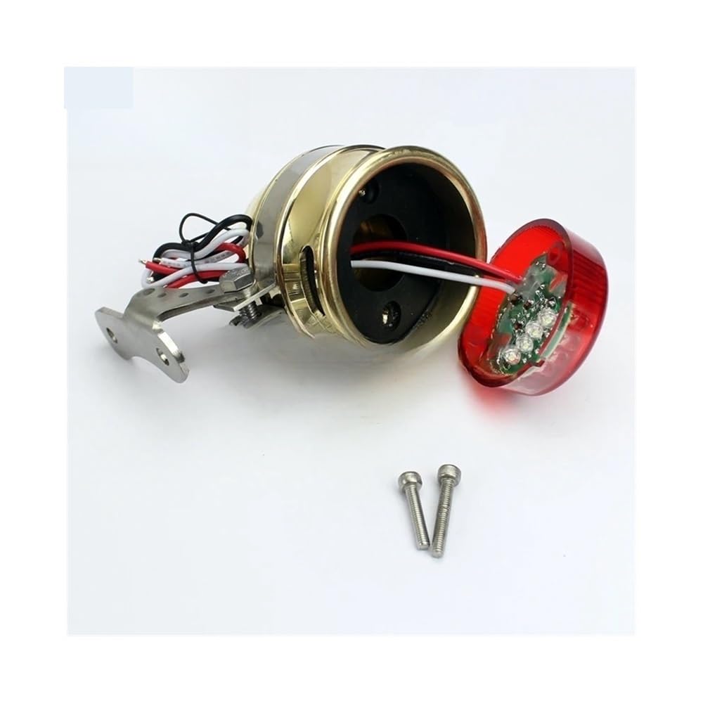Fanale posteriore a LED in ottone per moto, lente rossa, luce targa, luce posteriore, luce stop posteriore per Ha&rley Cafe Racer Chopper Bobber Luces Freno Targa