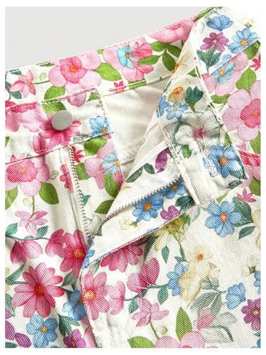 Floerns Women's Floral Boho Straight Leg Jeans High Waisted Casual Long Denim Pants4