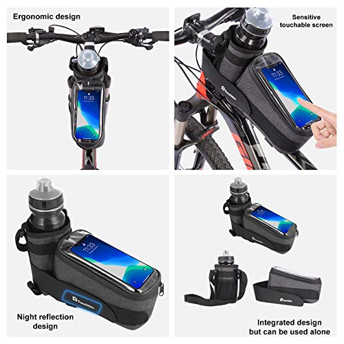 TOOLITIN Bike Phone Front Frame Bag with Water Bottle Holder, Removable Insulated Cup Bag with Tighter Buckle, Bicycle Bag for Mountain, Fixed Gear, Folding, Road Bikes - Thumbnail 6