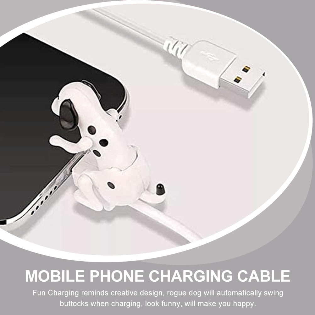 Funny Dog Type-C Charging Cable 4-Pack USB Phone Charger with Swinging Tail Design Durable Data Cable for Home Office Travel