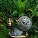 Glintoper Solar Garden Statue Cat Figurine with Lantern, Outdoor Metal Kitten Whimsical Lawn Porch Yard Art, Mothers Day Ideal Gifts, Lighted Ornaments for Patio Pathway Yard Decoration