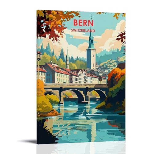 Berne Suisse impression sur toile vintage ouweri pour decoration interieure 60x90 cm