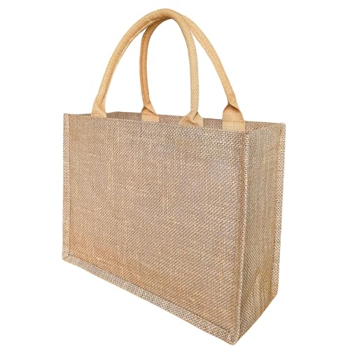 GOQAGA burlap tote bags jute bridesmaid gift burlap gift bags with handles leisure travel vacation 13.8×5.5×10.5 inch L