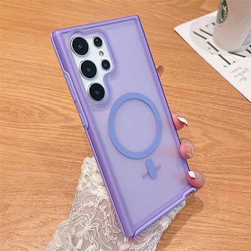 Coque Samsung S23 Ultra magnétique violette transparente solide