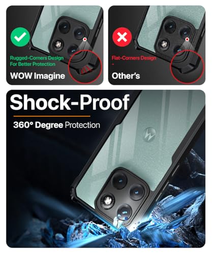 Image of WOW IMAGINE Shock Proof Clear Back Case Mobile Cover for Motorola Moto Edge 70 Fusion 5G (Hard | Hybrid PC + TPU | Full Armour Device & Camera Protection | Black)