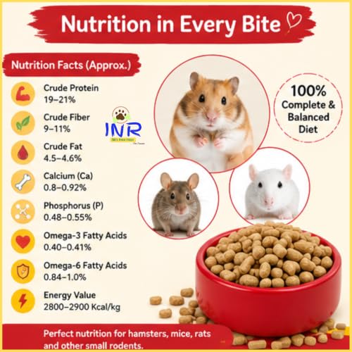 Image of INR's Farm Fresh Healthy Pellets Food for Hamsters, Rats, Mice & Rodents, 600g