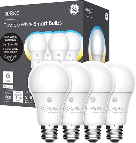 C by GE Bombillas LED inteligentes A19 blancas de repuesto de 60 W (paquete de 4)