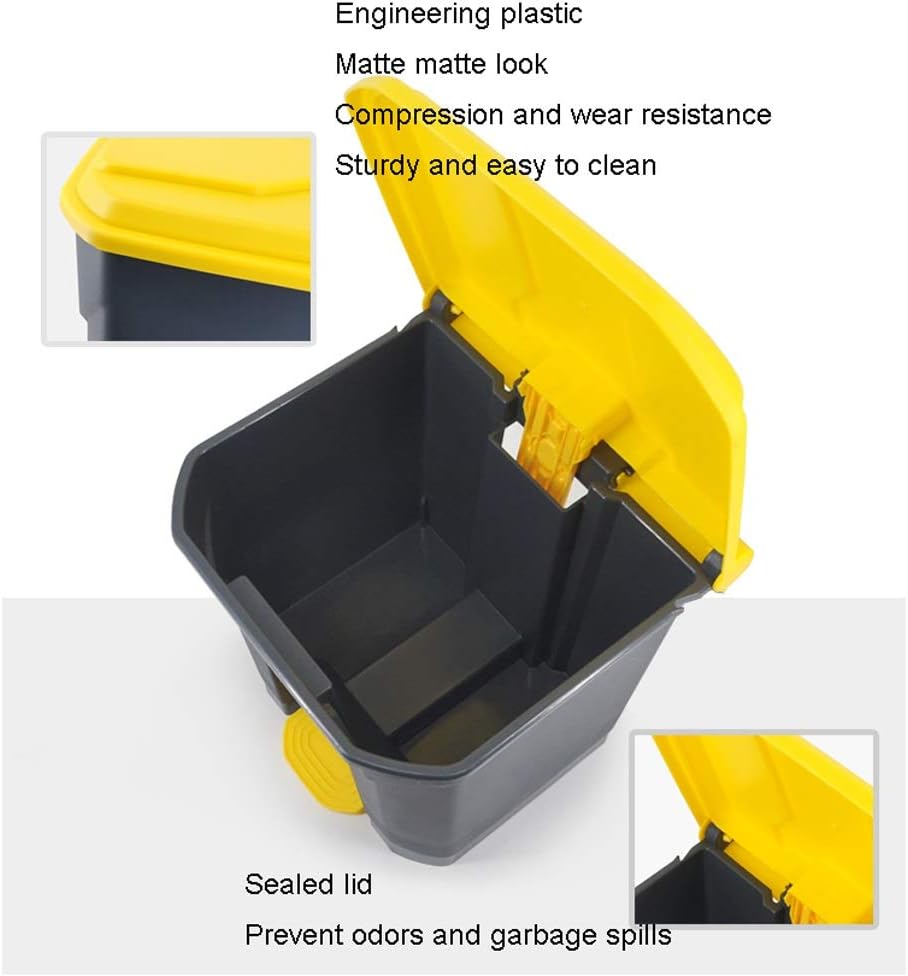 Waste Bins,Outdoor Ashtray Indoor and Outdoor Trash Cans 13.2 Gallons Outdoor Plastic Step Trash Can for Garden Terrace Park Grey Yellow Outdoor Recyclibin/Grey,Yellow/21.1 Gns