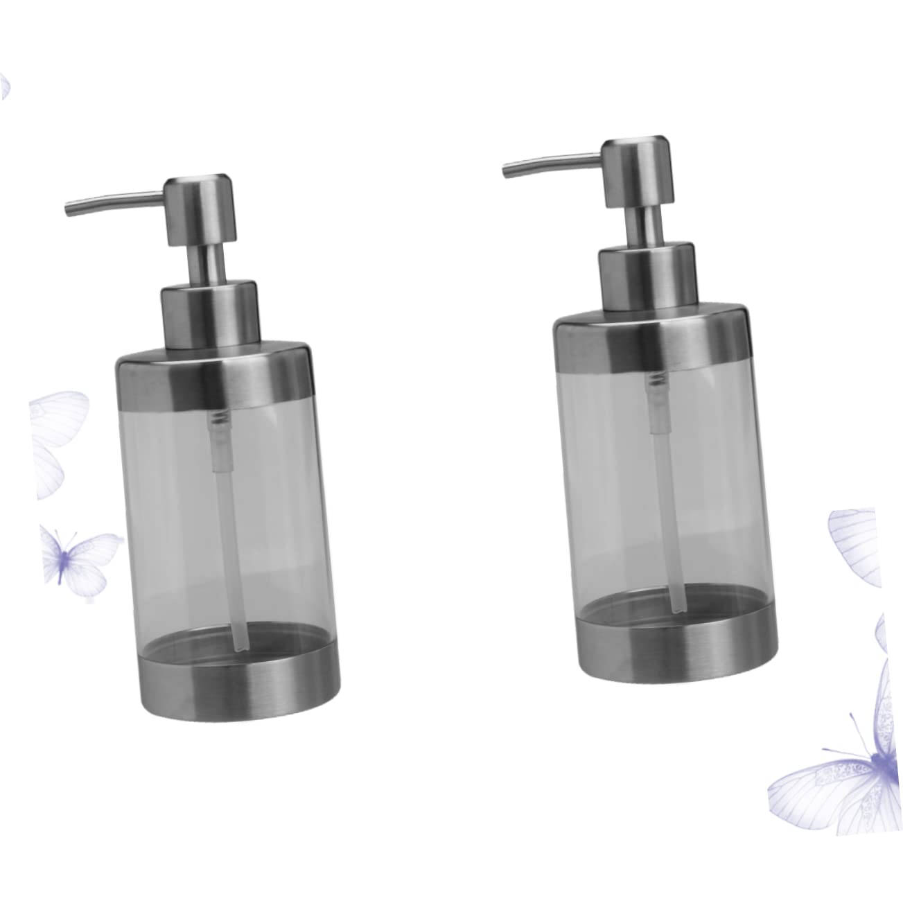 Cabilock 2piezas Dispensador De Bomba para Champú y Loción Envase Inoxidable Transparente Botellas Vacías Recargable y Reutilizable