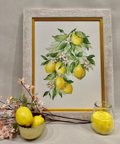 Image of RIOLIS - Bright Lemons 2054, Cross Stitch Kits 11 inch x 15 inch, Cross Stitch Kits for Beginners & Advanced, Crossstitching Kit Adult, Embroidery Counted Stitching Kit